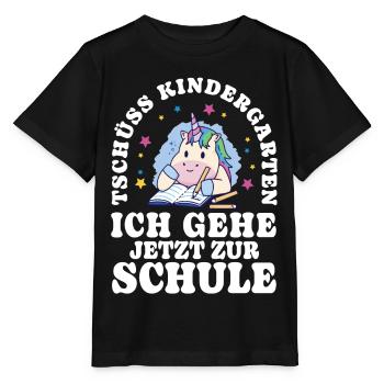 Einschulung Einhorn Tschüss Kindergarten - Stanley/Stella Kinder T-Shirt MINI CREATOR  - Schwarz - Vorne - Mikhail (115cm)