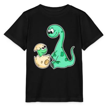 Dinosaurs with Baby Dinosaurs - Stanley/Stella MINI CREATOR Kids’ T-Shirt - black - Front - Mikhail (115cm)