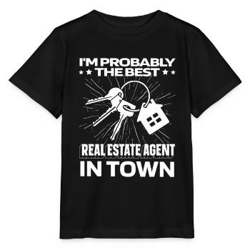 Clé d’agent immobilier - T-shirt bio MINI CREATOR Stanley/Stella Enfant - noir - Devant - Mikhail (115cm)
