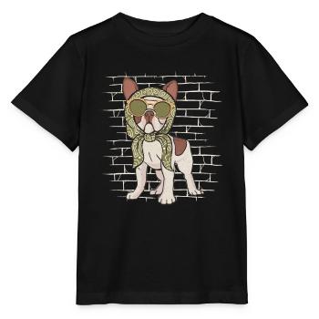 French Bulldog Sunglasses Scarf - Stanley/Stella MINI CREATOR Kids’ T-Shirt - black - Front - Mikhail (115cm)