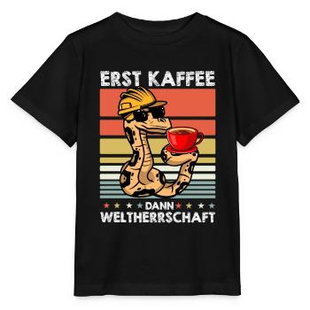 Boa Constrictor Schlange Sonnenbrille Kaffee - Stanley/Stella Kinder T-Shirt MINI CREATOR  - Schwarz - Vorne - Mikhail (115cm)