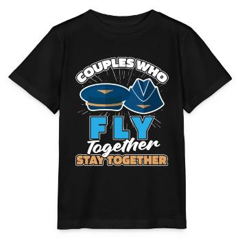 Flugbegleiter Stewardess Paar - Stanley/Stella Kinder T-Shirt MINI CREATOR  - Schwarz - Vorne - Mikhail (115cm)
