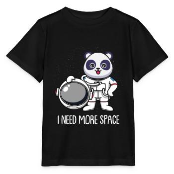Großer Panda Pandabär Astronaut - Stanley/Stella Kinder T-Shirt MINI CREATOR  - Schwarz - Vorne - Mikhail (115cm)