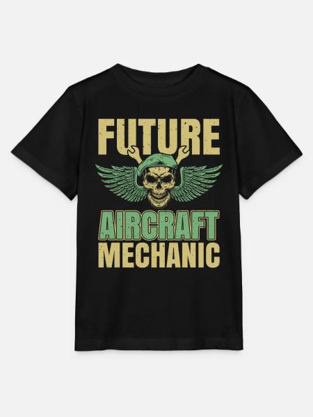 Flugzeug Mechaniker Schädel - Stanley/Stella Kinder T-Shirt MINI CREATOR  - Schwarz