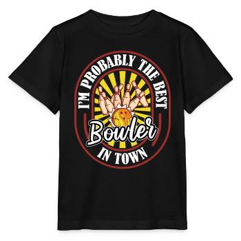 Bowling Bowlen Bowler Witzig - Stanley/Stella Kinder T-Shirt MINI CREATOR  - Schwarz - Vorne - Mikhail (115cm)