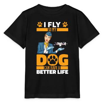 Flugbegleiter Stewardess Hund - Stanley/Stella Kinder T-Shirt MINI CREATOR  - Schwarz - Vorne - Mikhail (115cm)