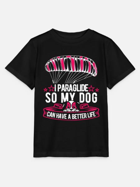 Paragleiter Paragleiten Hund - Stanley/Stella Kinder T-Shirt MINI CREATOR - Schwarz