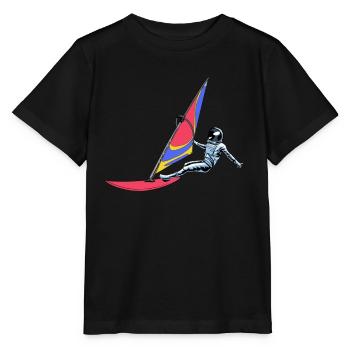 Planche à voile Windsurfer Astronaute - T-shirt bio MINI CREATOR Stanley/Stella Enfant - noir - Devant - Mikhail (115cm)