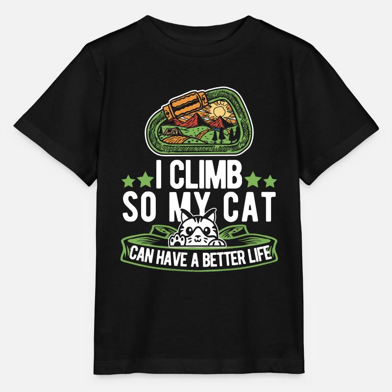 Klettern Kletterer Katze - Stanley/Stella Kinder T-Shirt MINI CREATOR  - Schwarz