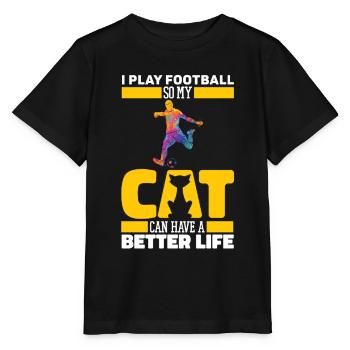 American Football Cat - Stanley/Stella MINI CREATOR Kids’ T-Shirt - black - Front - Mikhail (115cm)