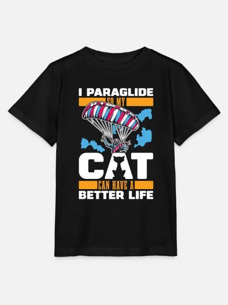 Paragleiter Paragleiten Katze - Stanley/Stella Kinder T-Shirt MINI CREATOR - Schwarz
