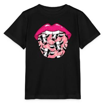 Kuh Landwirt Viehzucht Zunge - Stanley/Stella Kinder T-Shirt MINI CREATOR  - Schwarz - Vorne - Mikhail (115cm)