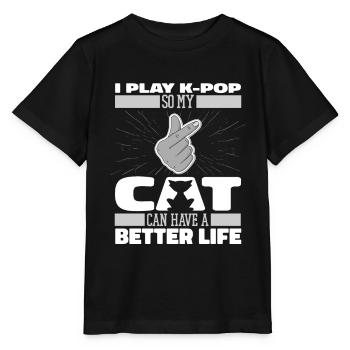 K Pop Kpop Korean Pop Cat - Stanley/Stella MINI CREATOR Kids’ T-Shirt - black - Front - Mikhail (115cm)