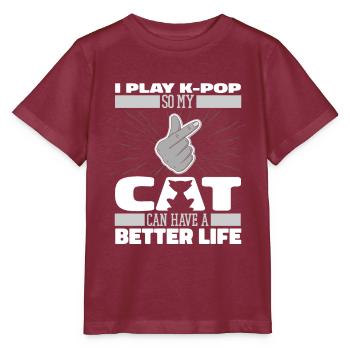 K Pop Kpop Korean Pop Cat - Stanley/Stella MINI CREATOR Kids’ T-Shirt - burgundy - Front - Kain (125cm)