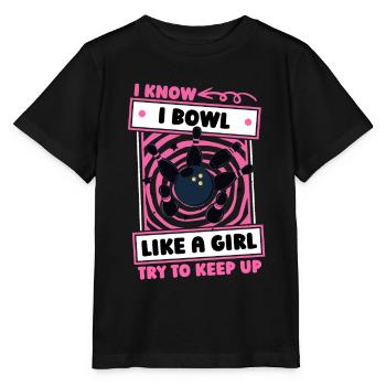 Bowling Bowlen Bowler Mädchen - Stanley/Stella Kinder T-Shirt MINI CREATOR  - Schwarz - Vorne - Mikhail (115cm)