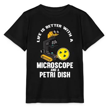 Biologie Biologe Mikroskop - Stanley/Stella Kinder T-Shirt MINI CREATOR  - Schwarz - Vorne - Mikhail (115cm)
