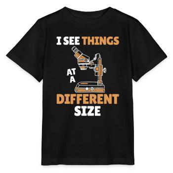 Biologie Biologe Mikroskop - Stanley/Stella Kinder T-Shirt MINI CREATOR  - Schwarz - Vorne - Mikhail (115cm)