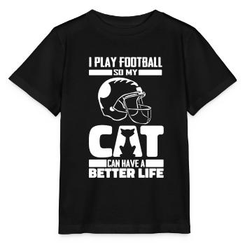 American Football Cat - Stanley/Stella MINI CREATOR Kids’ T-Shirt - black - Front - Mikhail (115cm)