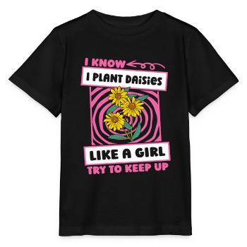 Goose Flower Daisy Girl - Stanley/Stella MINI CREATOR Kids’ T-Shirt - black - Front - Mikhail (115cm)