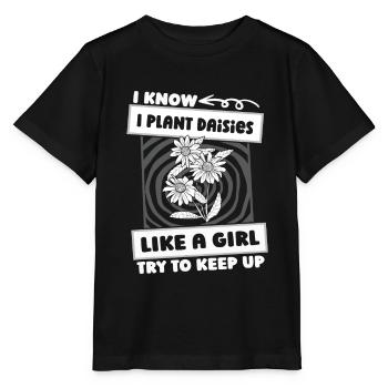 Goose Flower Daisy Girl - Stanley/Stella MINI CREATOR Kids’ T-Shirt - black - Front - Mikhail (115cm)