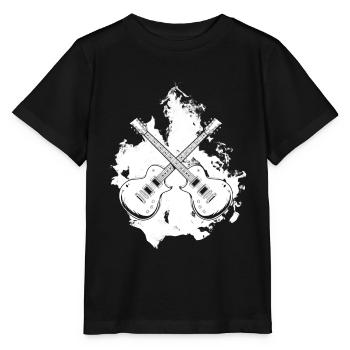 E Gitarre Elektrogitarre Wasserkunst - Stanley/Stella Kinder T-Shirt MINI CREATOR  - Schwarz - Vorne - Mikhail (115cm)