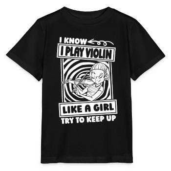 violin fiddle girl - Stanley/Stella MINI CREATOR Kids’ T-Shirt - black - Front - Mikhail (115cm)