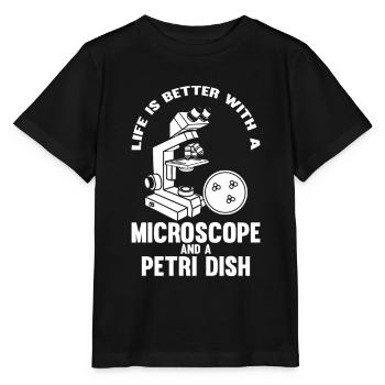 Biologie Biologe Mikroskop - Stanley/Stella Kinder T-Shirt MINI CREATOR  - Schwarz - Vorne - Mikhail (115cm)