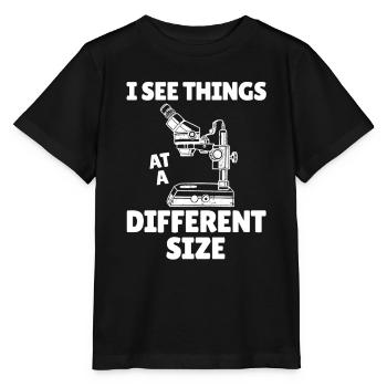 Biologie Biologiste Microscope - T-shirt bio MINI CREATOR Stanley/Stella Enfant - noir - Devant - Mikhail (115cm)