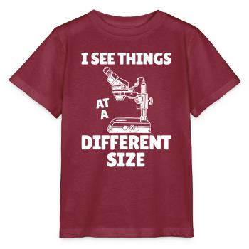 Biologie Biologiste Microscope - T-shirt bio MINI CREATOR Stanley/Stella Enfant - bordeaux - Devant - Kain (125cm)