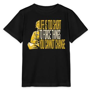 Bouddha Bouddha Bouddha Bouddha lâche la merde - T-shirt bio MINI CREATOR Stanley/Stella Enfant - noir - Devant - Mikhail (115cm)