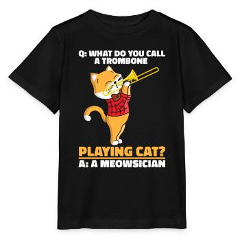 fanfare trombone cat brass band trombone - T-shirt bio MINI CREATOR Stanley/Stella Enfant - noir - Devant - Mikhail (115cm)