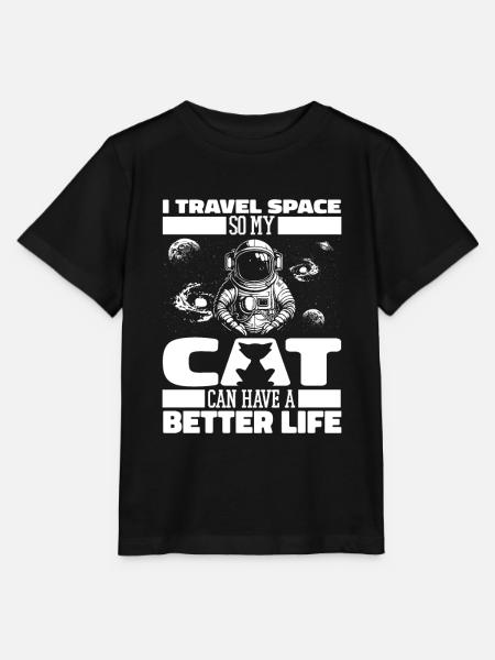 Astronaut Raumfahrer Kosmonaut Katze - Stanley/Stella Kinder T-Shirt MINI CREATOR - Schwarz