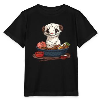 Ramen putois furet - T-shirt bio MINI CREATOR Stanley/Stella Enfant - noir - Devant - Mikhail (115cm)