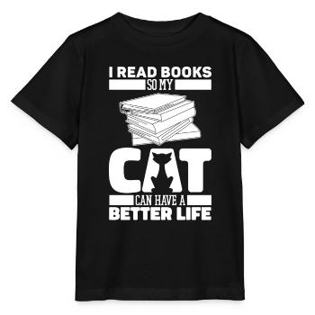 Livre, Rat de bibliothèque, Rat de bibliothèque, Chat - T-shirt bio MINI CREATOR Stanley/Stella Enfant - noir - Devant - Mikhail (115cm)