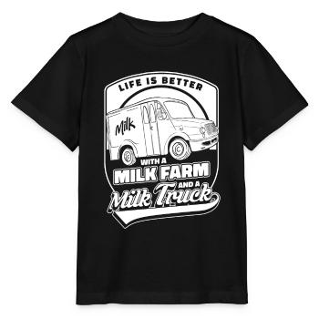 Cow Milk Milk Truck - Stanley/Stella MINI CREATOR Kids’ T-Shirt - black - Front - Mikhail (115cm)
