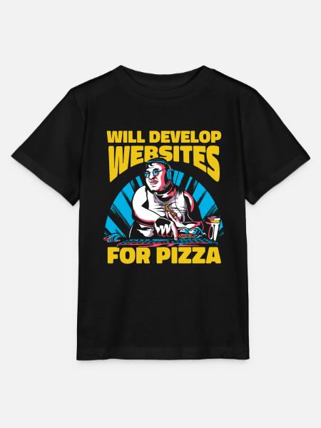Web Entwickler Webdeveloper Pizza - Stanley/Stella Kinder T-Shirt MINI CREATOR - Schwarz
