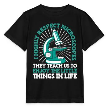 Biologie Biologe Mikroskop - Stanley/Stella Kinder T-Shirt MINI CREATOR  - Schwarz - Vorne - Mikhail (115cm)