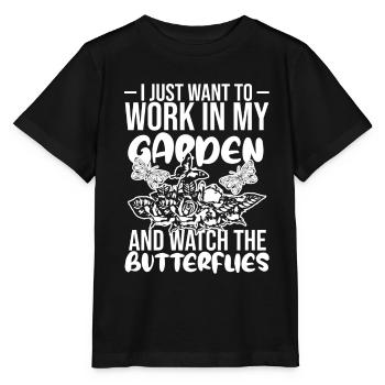 Hobbygärtner Garten Gartenschmetterlinge - Stanley/Stella Kinder T-Shirt MINI CREATOR  - Schwarz - Vorne - Mikhail (115cm)