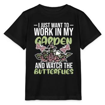 Hobbygärtner Garten Schmetterling - Stanley/Stella Kinder T-Shirt MINI CREATOR  - Schwarz - Vorne - Mikhail (115cm)