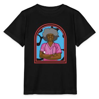 Krankenschwester Afro Notfall Krankenschwester - Stanley/Stella Kinder T-Shirt MINI CREATOR  - Schwarz - Vorne - Mikhail (115cm)