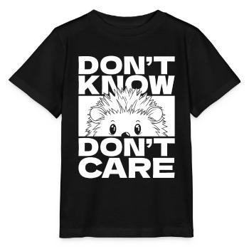 Hedgehog Funny Dont Know Don't Care - Stanley/Stella MINI CREATOR Kids’ T-Shirt - black - Front - Mikhail (115cm)