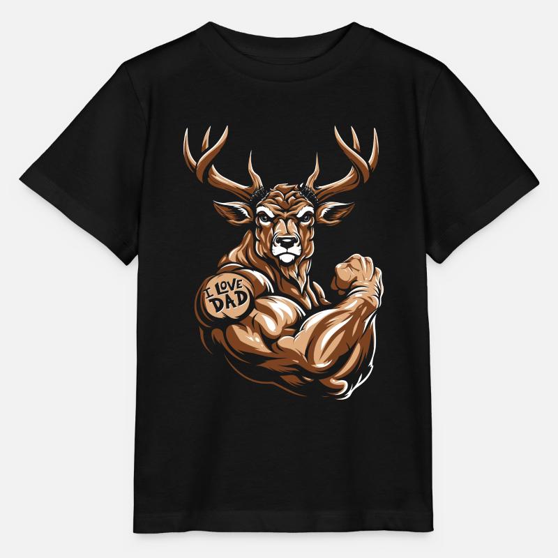 Cerf biceps tatouage j’aime papa - T-shirt bio MINI CREATOR Stanley/Stella Enfant - noir