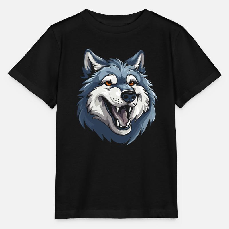 Wolf Smiling - Stanley/Stella MINI CREATOR Kids’ T-Shirt - black