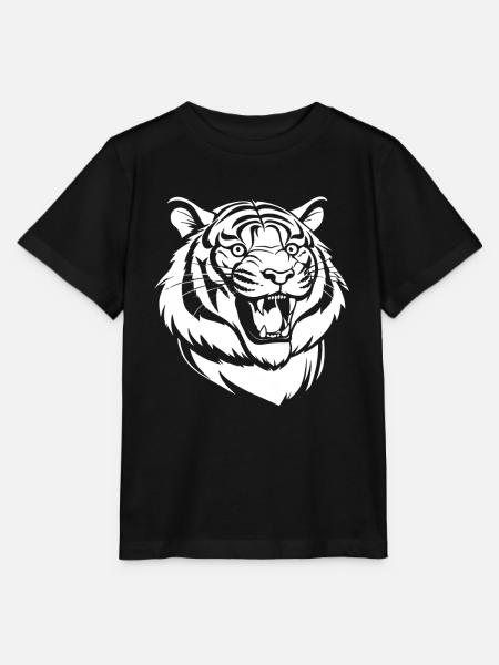 Tiger Lächelnd - Stanley/Stella Kinder T-Shirt MINI CREATOR - Schwarz