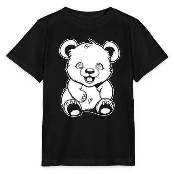 Big Panda Panda Bear Smiling - Stanley/Stella MINI CREATOR Kids’ T-Shirt - black - Front - Mikhail (115cm)