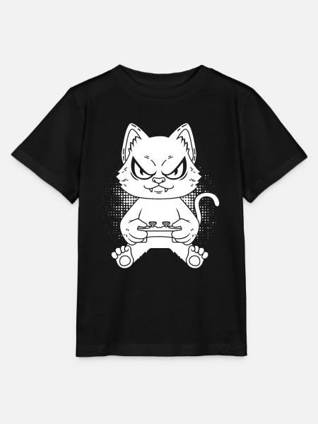 Gamer Gaming Gamer Cat - Stanley/Stella Kinder T-Shirt MINI CREATOR - Schwarz