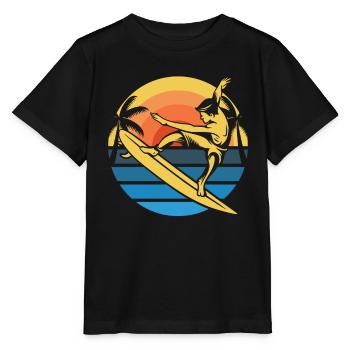 Surfer Surfen - Stanley/Stella Kinder T-Shirt MINI CREATOR  - Schwarz - Vorne - Mikhail (115cm)