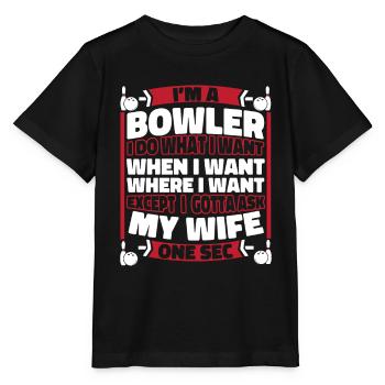 Bowling Bowlen Bowler - Stanley/Stella Kinder T-Shirt MINI CREATOR  - Schwarz - Vorne - Mikhail (115cm)