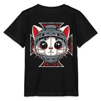 Masque de hockey sur glace Gardien de but Cats - T-shirt bio MINI CREATOR Stanley/Stella Enfant - noir - Devant - Mikhail (115cm)