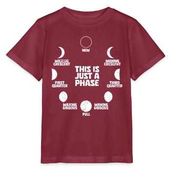 Mond Luna Just A Phase Moon - Stanley/Stella MINI CREATOR Kids’ T-Shirt - burgundy - Front - Kain (125cm)